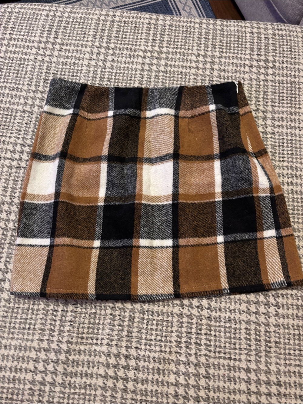 Cupshe Brown, Black & Cream Plaid Mini Skirt